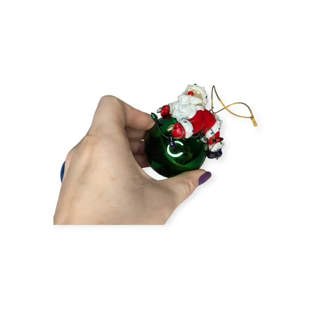 CWO Set 3 Clay Christmas Ornaments Santa Snowman Reindeer Red Blue Green Plastic
